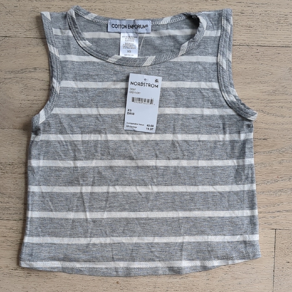 Cotton Emporium Gray Striped Kids Tank Top